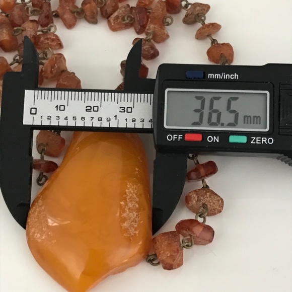 VINTAGE 37g BALTIC HONEY AMBER STONE PENDANT NECKLACE SOVIET USSR - Picture 7 of 11